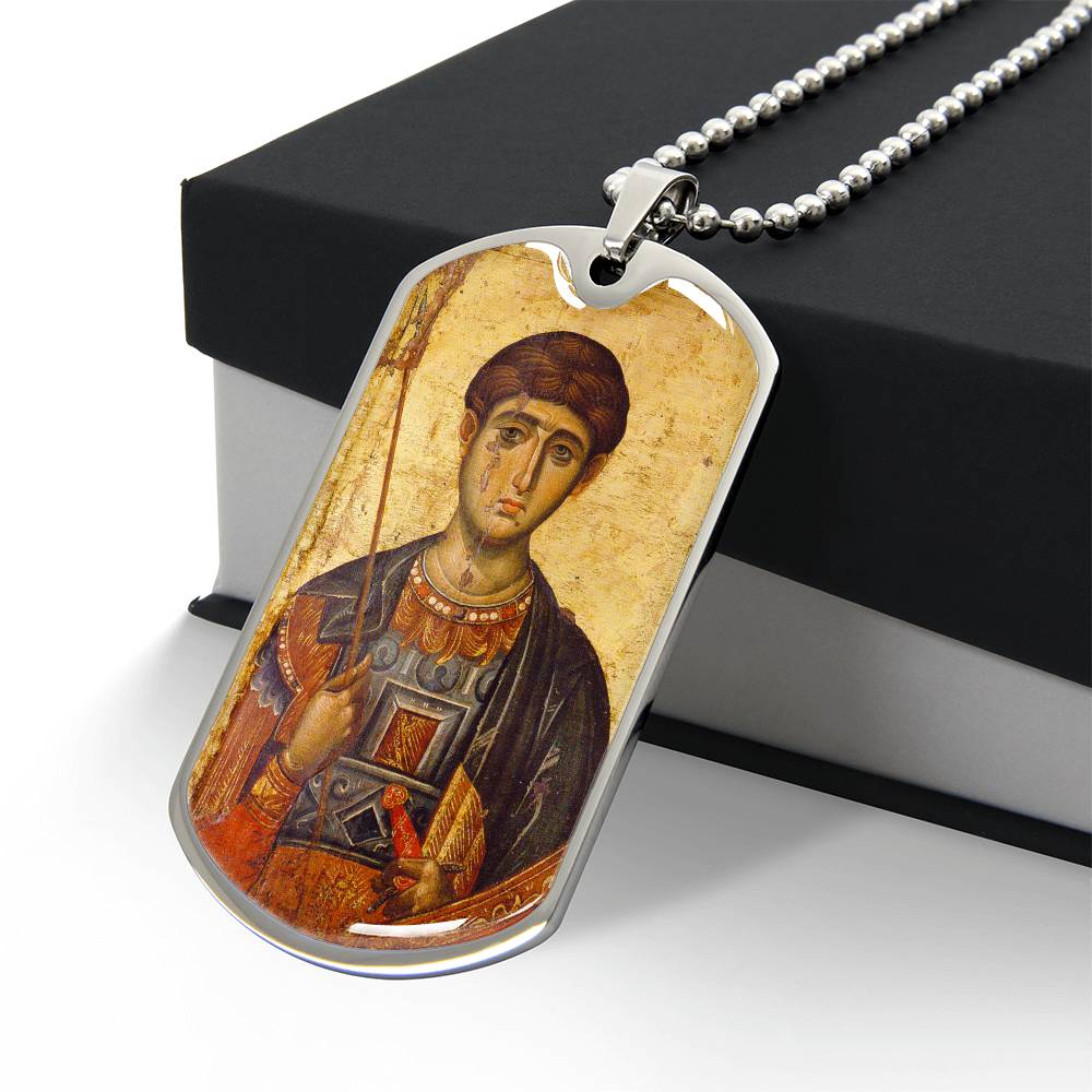 St Demetrius by Panselinos dog tag necklace