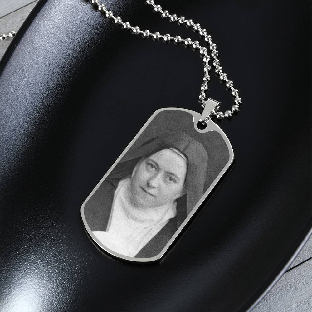 St Thérèse of Lisieux dog tag necklace