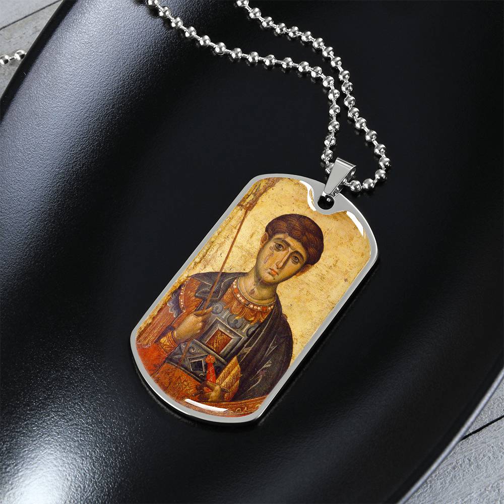 St Demetrius by Panselinos dog tag necklace