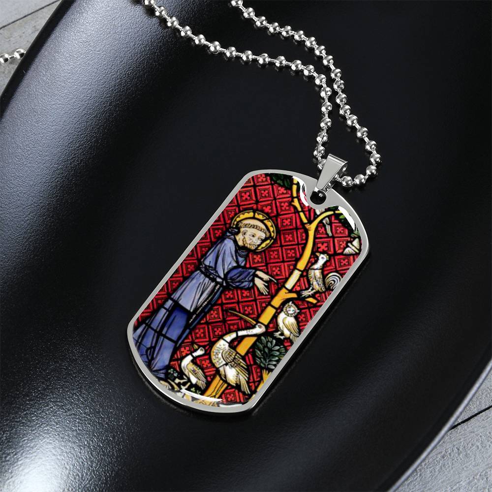 Saint Francis of Assisi Patrron of Animals Dog Tag pendant necklace