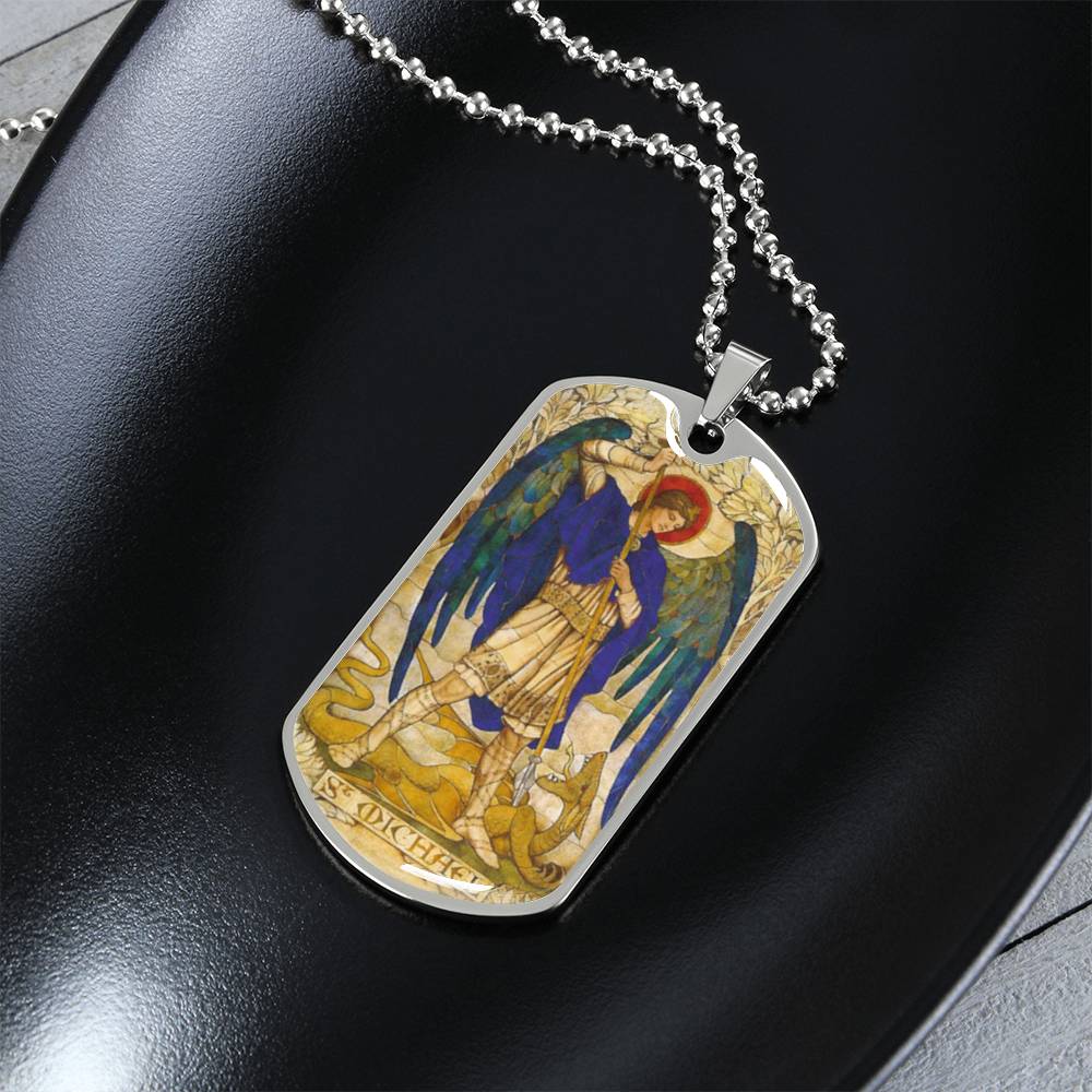 St Michael the Archangel dog tag necklace