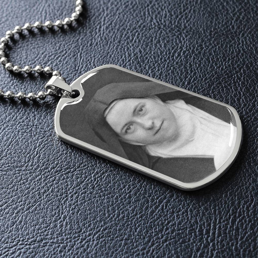 St Thérèse of Lisieux dog tag necklace