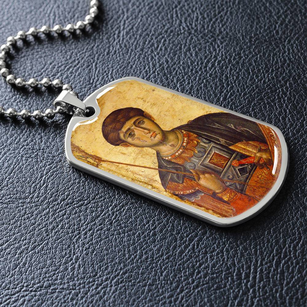 St Demetrius by Panselinos dog tag necklace