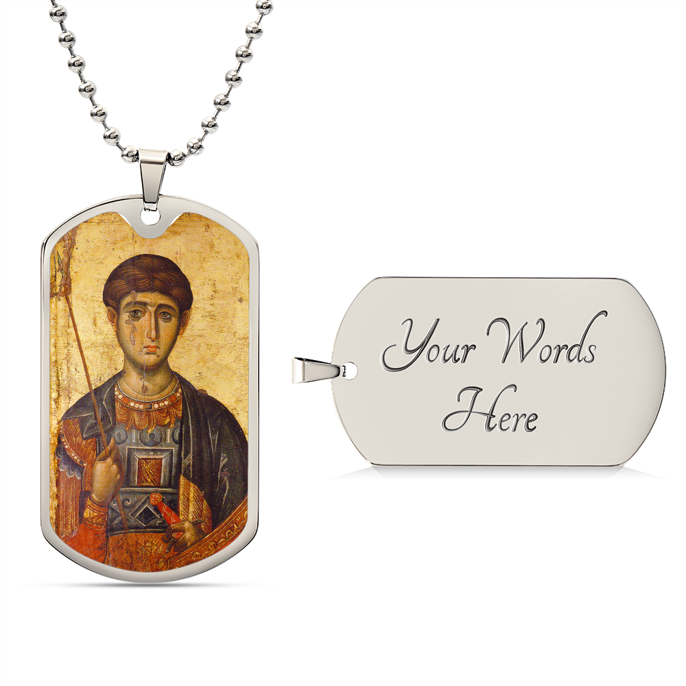 St Demetrius by Panselinos dog tag necklace