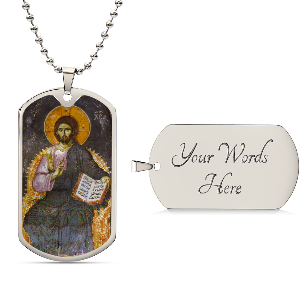 Jesus Christ Pantocrator dog tag necklace