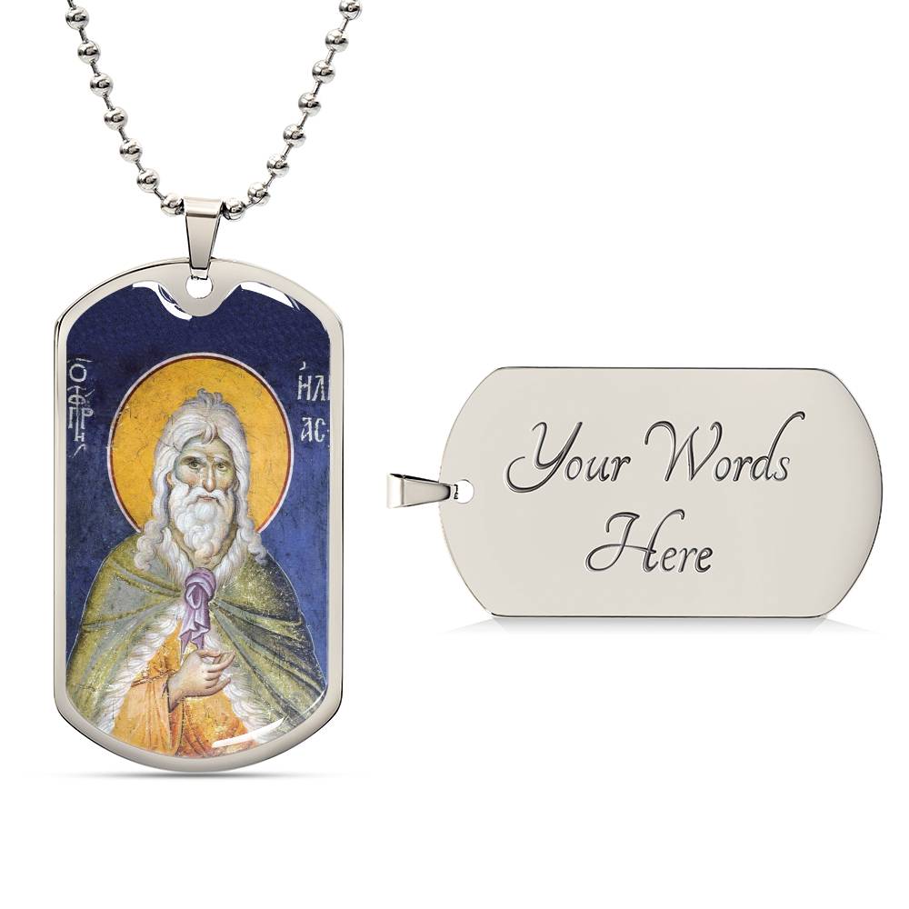 Prophet Elijah orthodox icon dog tag necklace gift
