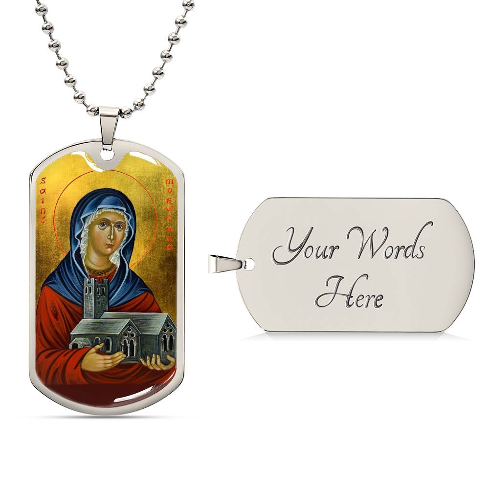 Saint Morwenna dog tag necklace