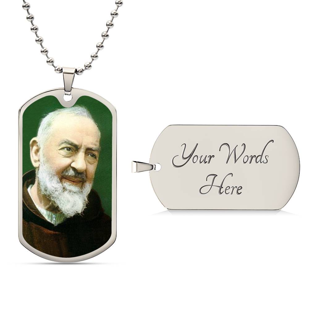 Padre Pio dog tag necklace