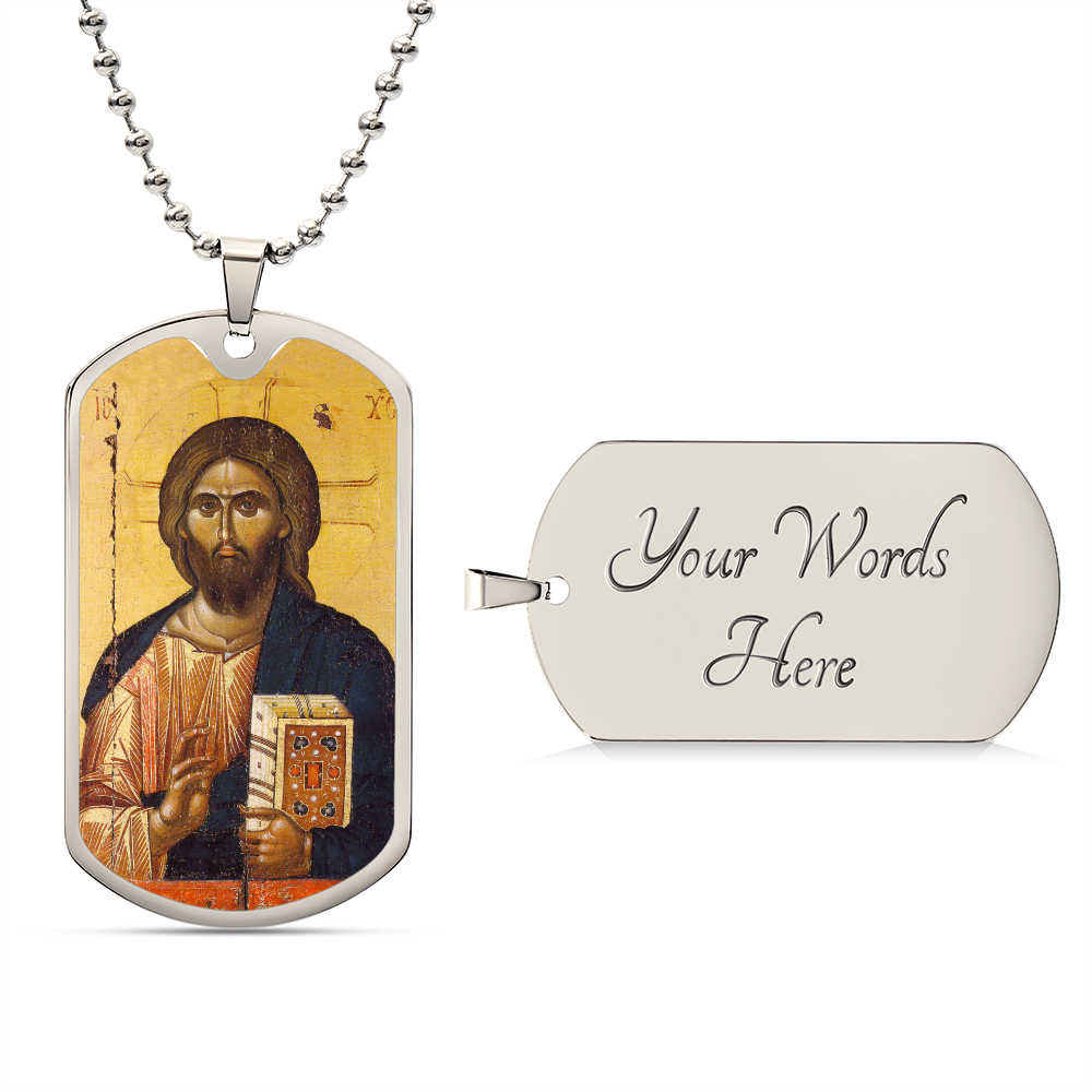 Jesus Christ Pantocrator Vatopedi dog tag necklace