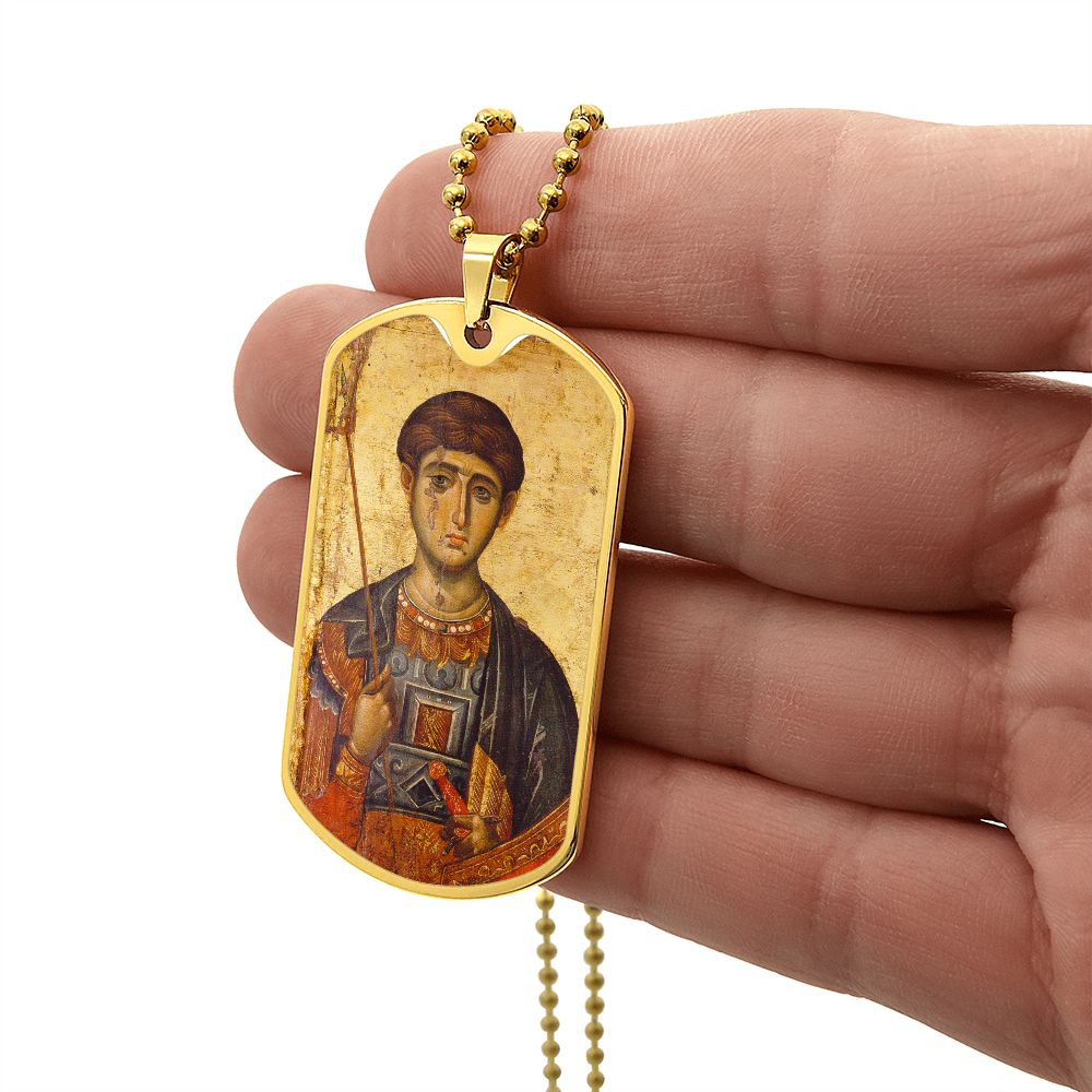 St Demetrius by Panselinos dog tag necklace