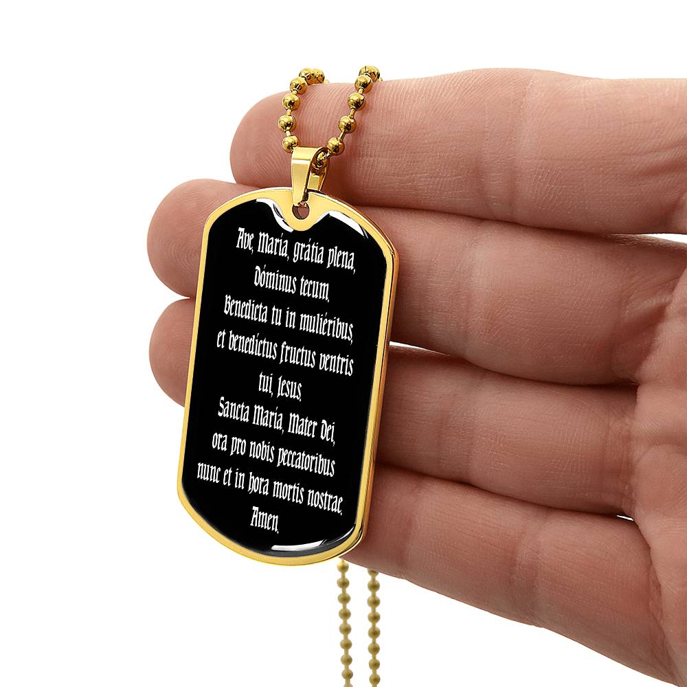 Ave Maria Gratia Plena Dominus Tecum Dog Tag pendant necklace