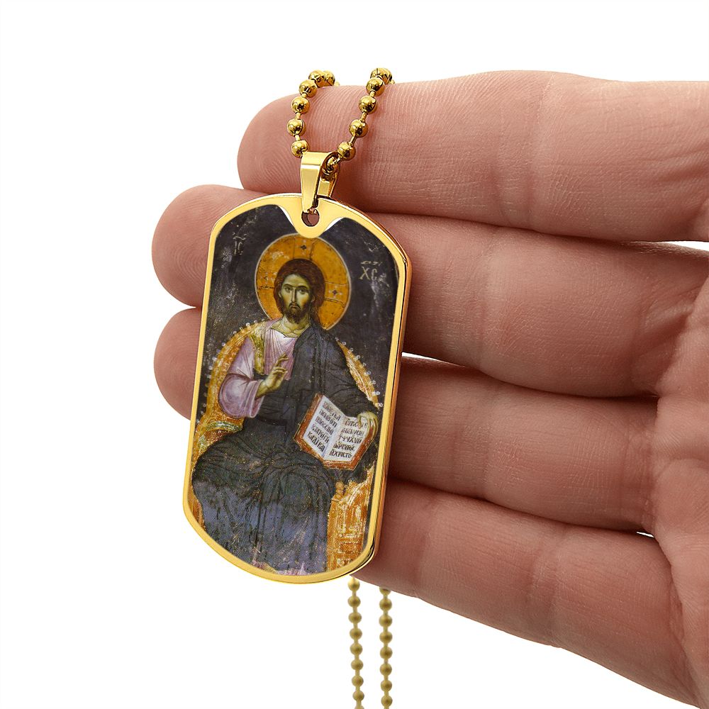 Jesus Christ Pantocrator dog tag necklace