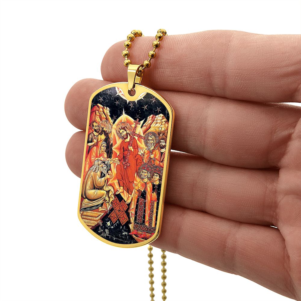 Descent into Hell dog tag necklace