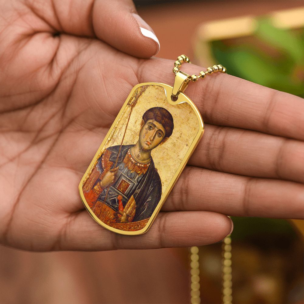 St Demetrius by Panselinos dog tag necklace