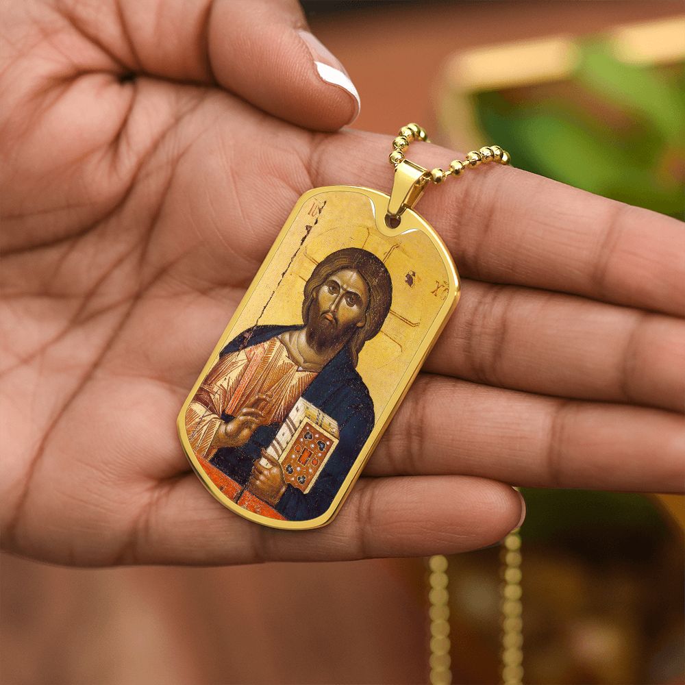 Jesus Christ Pantocrator Vatopedi dog tag necklace