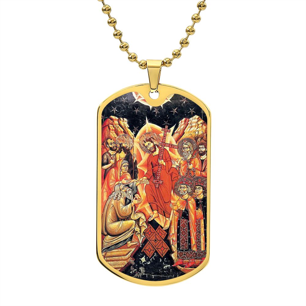 Descent into Hell dog tag necklace