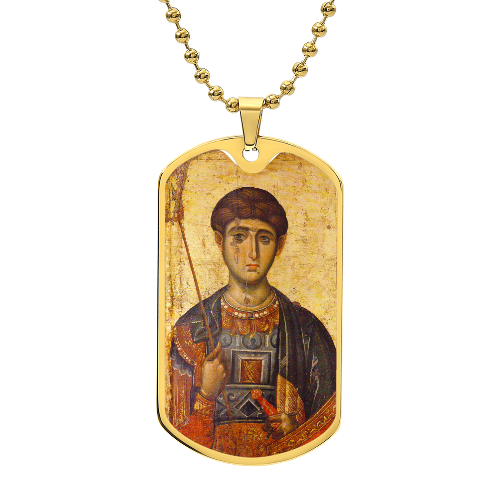 St Demetrius by Panselinos dog tag necklace