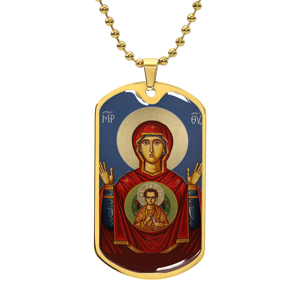 Mother of God Theotokos Odigitria Our Lady of the Sign dog tag neckalce