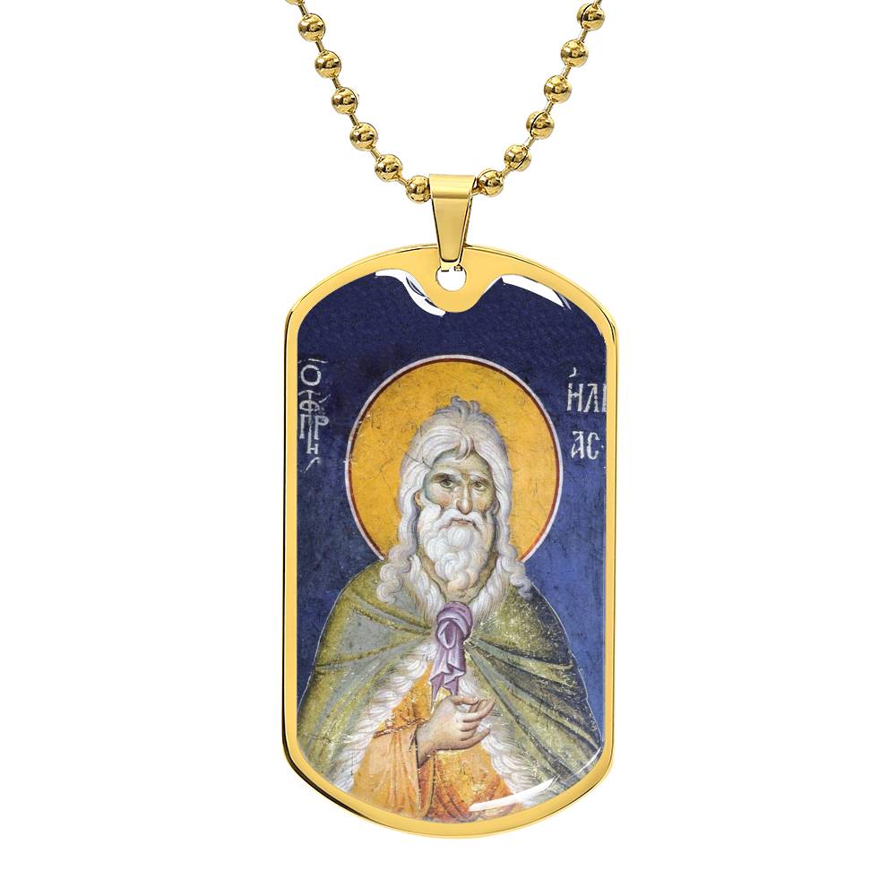 Prophet Elijah orthodox icon dog tag necklace gift