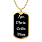Ave Maria Gratia Plena Dog Tag pendant necklace
