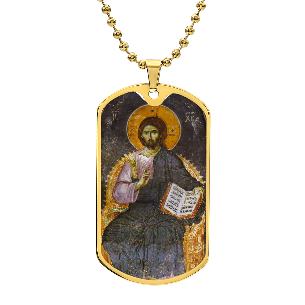 Jesus Christ Pantocrator dog tag necklace