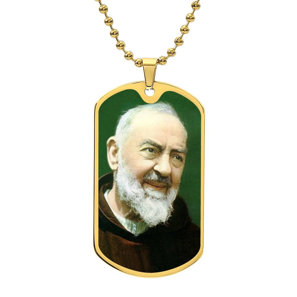 Padre Pio dog tag necklace