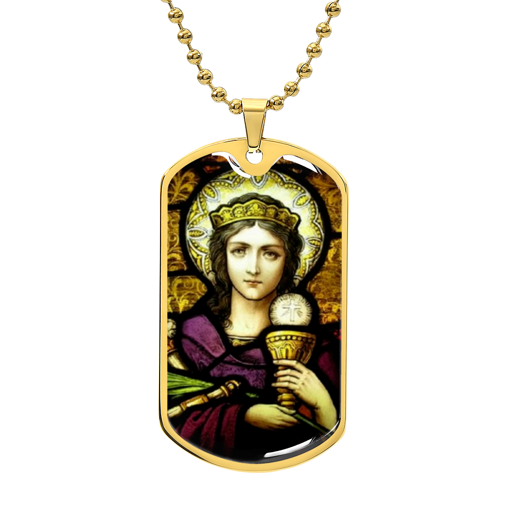 Saint Barbara Stained Glass Dog Tag pendant necklace