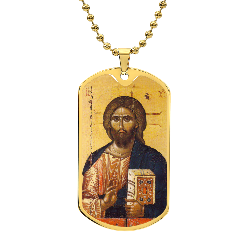 Jesus Christ Pantocrator Vatopedi dog tag necklace