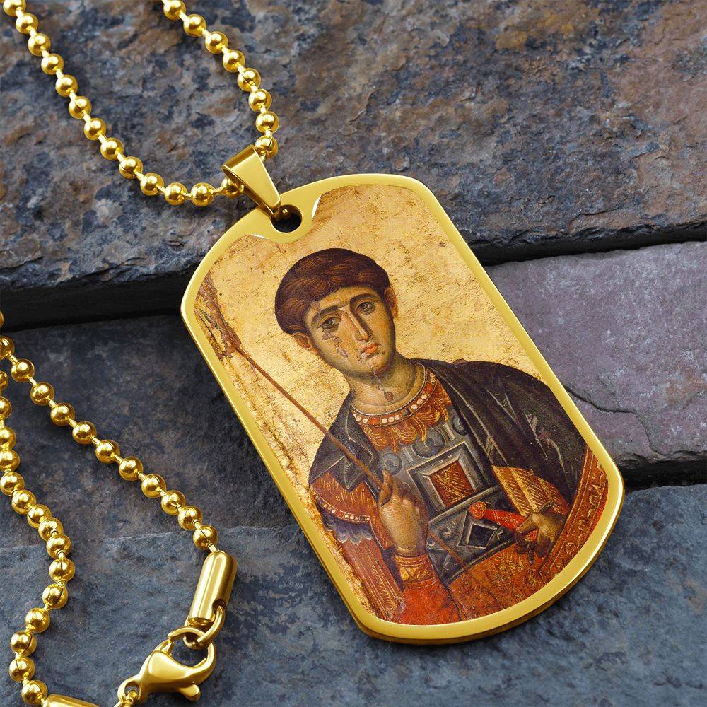 St Demetrius by Panselinos dog tag necklace