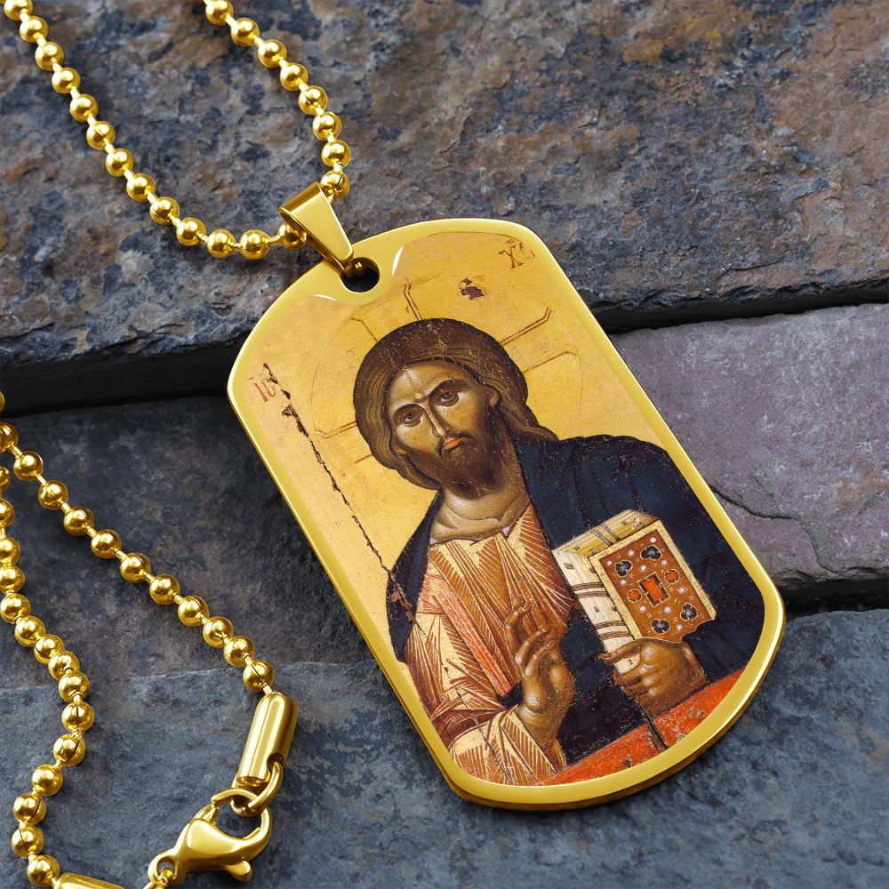 Jesus Christ Pantocrator Vatopedi dog tag necklace