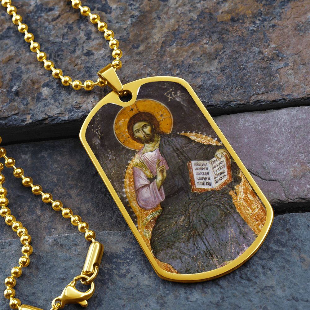 Jesus Christ Pantocrator dog tag necklace