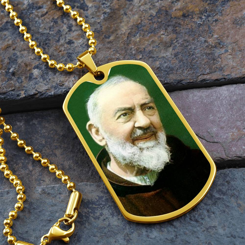 Padre Pio dog tag necklace
