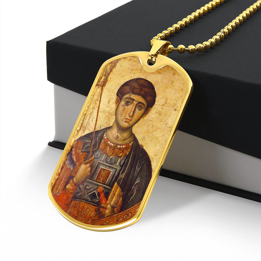 St Demetrius by Panselinos dog tag necklace