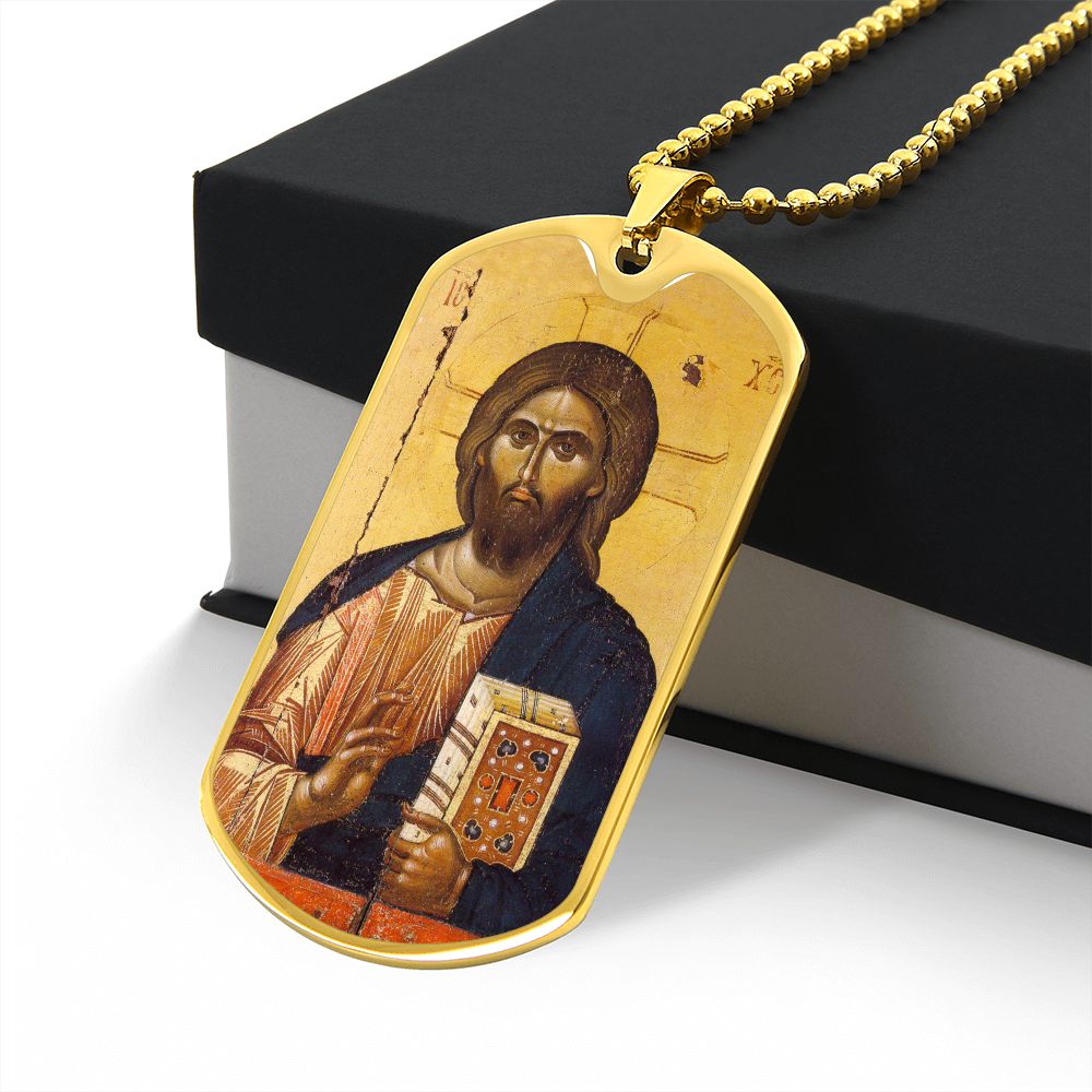 Jesus Christ Pantocrator Vatopedi dog tag necklace