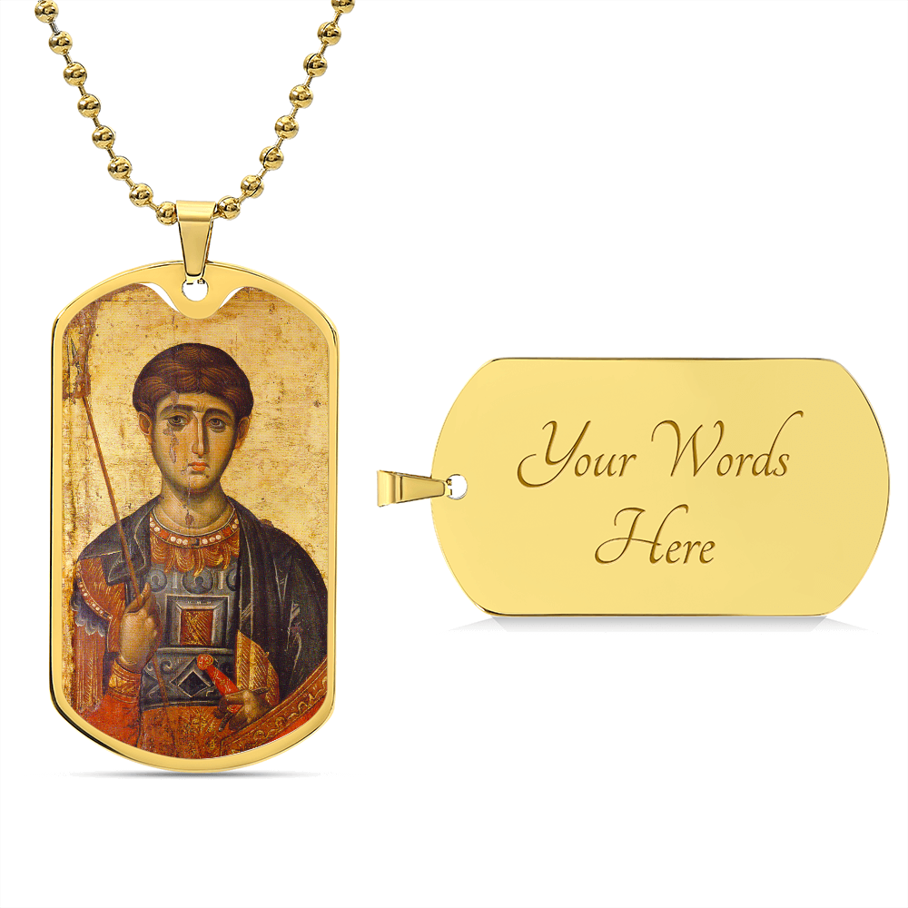 St Demetrius by Panselinos dog tag necklace