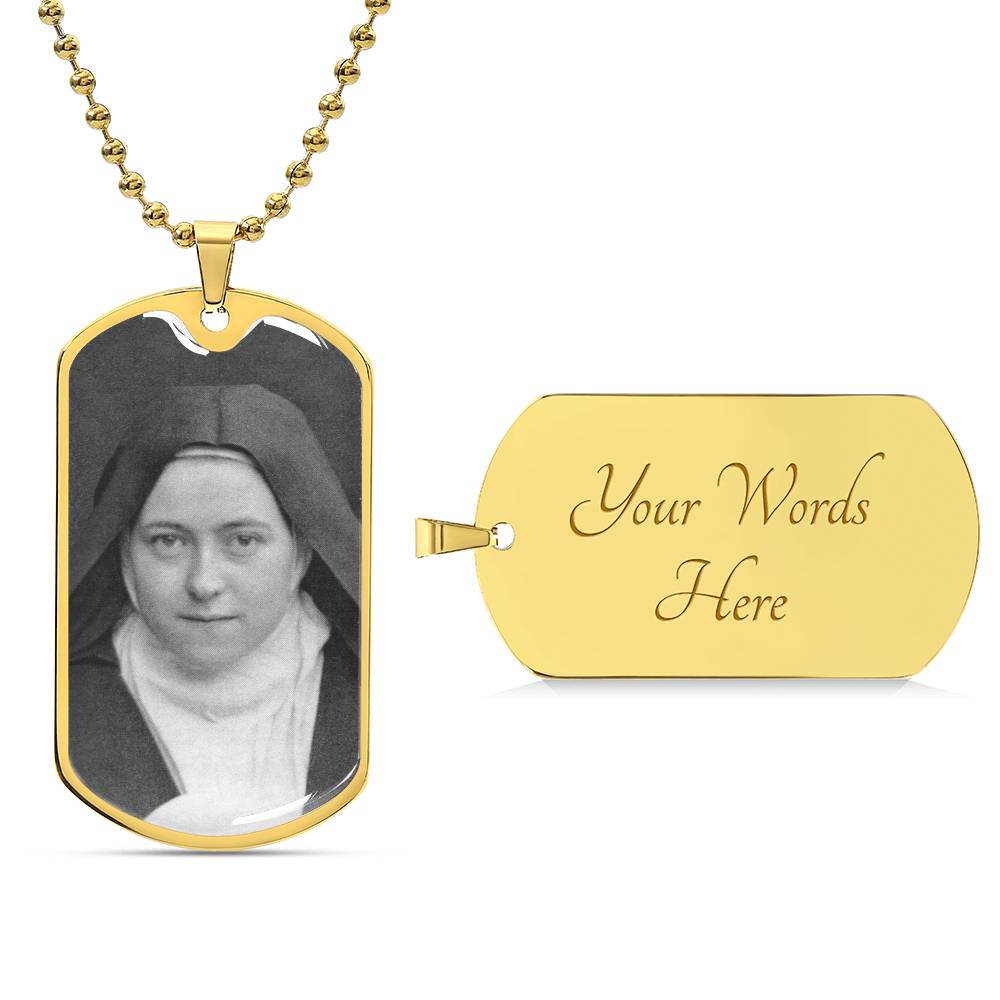 St Thérèse of Lisieux dog tag necklace