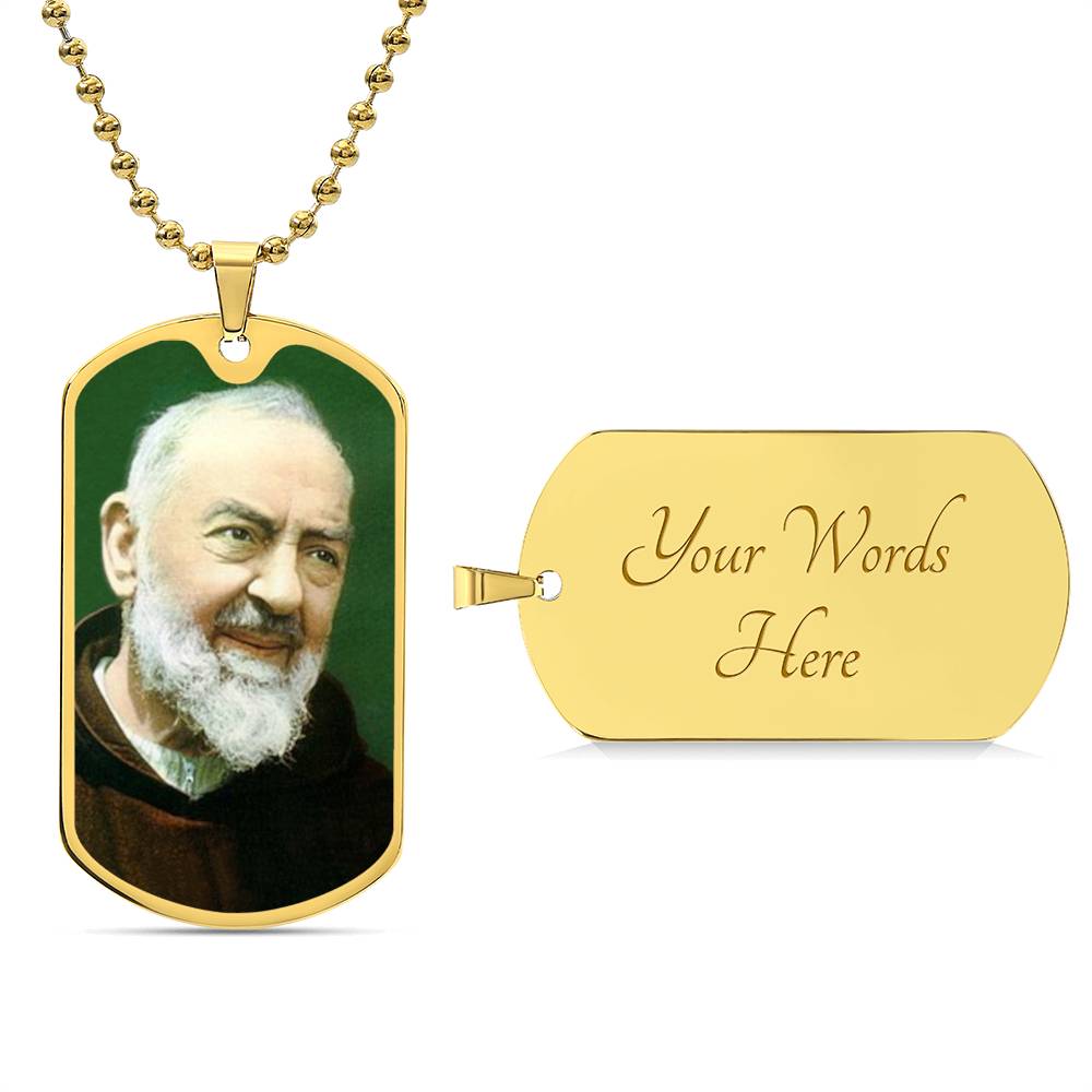 Padre Pio dog tag necklace