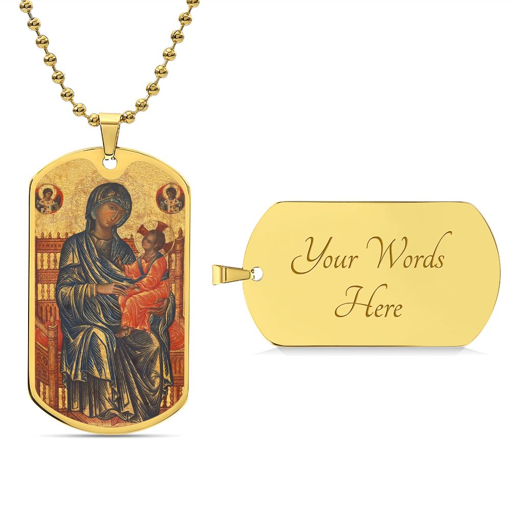 Theotokos Enthroned dog tag necklace
