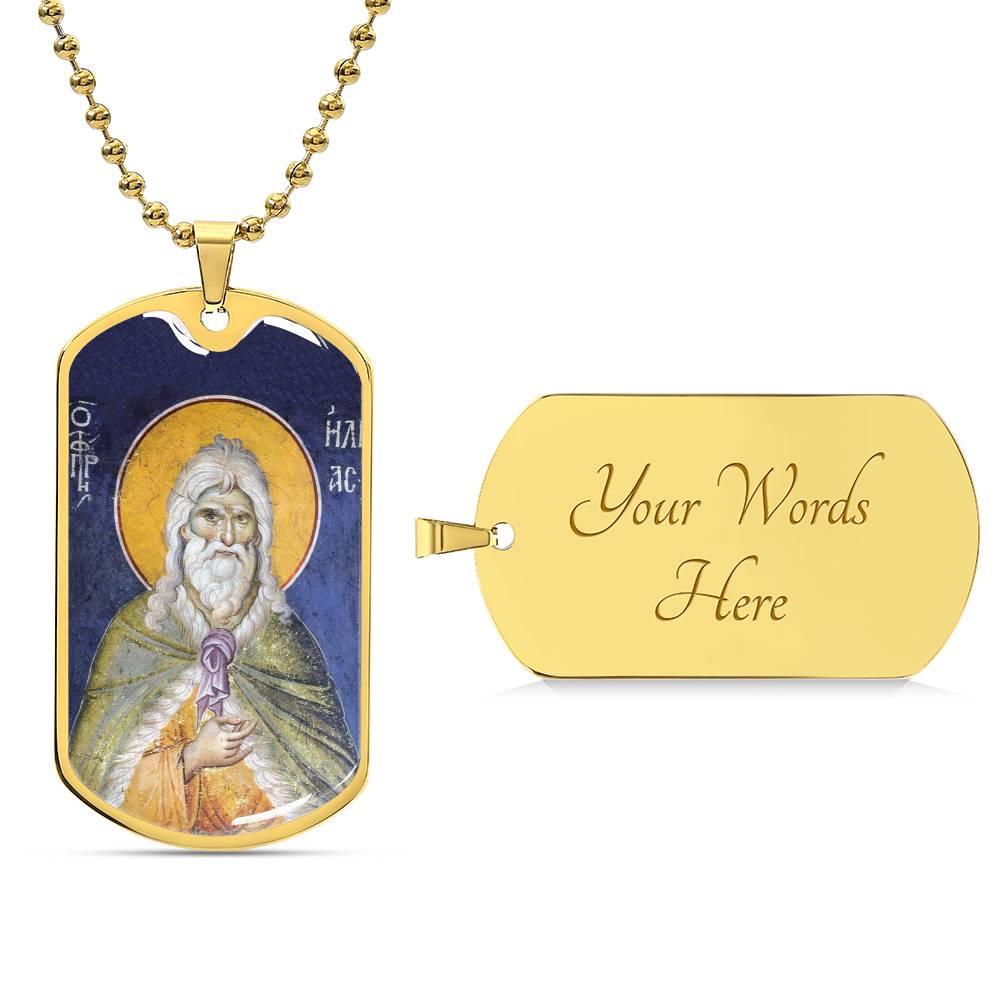 Prophet Elijah orthodox icon dog tag necklace gift