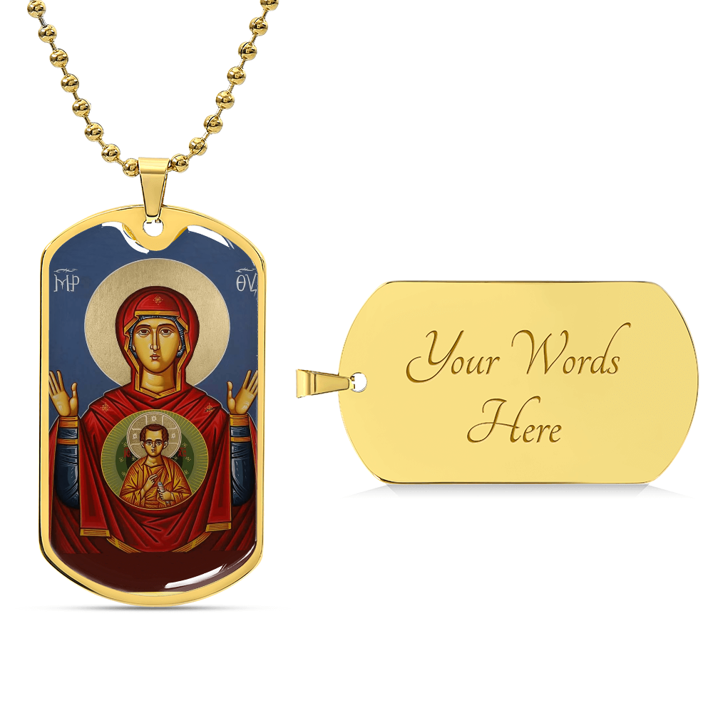 Mother of God Theotokos Odigitria Our Lady of the Sign dog tag neckalce