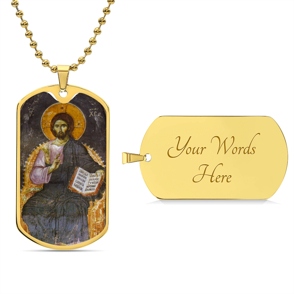Jesus Christ Pantocrator dog tag necklace