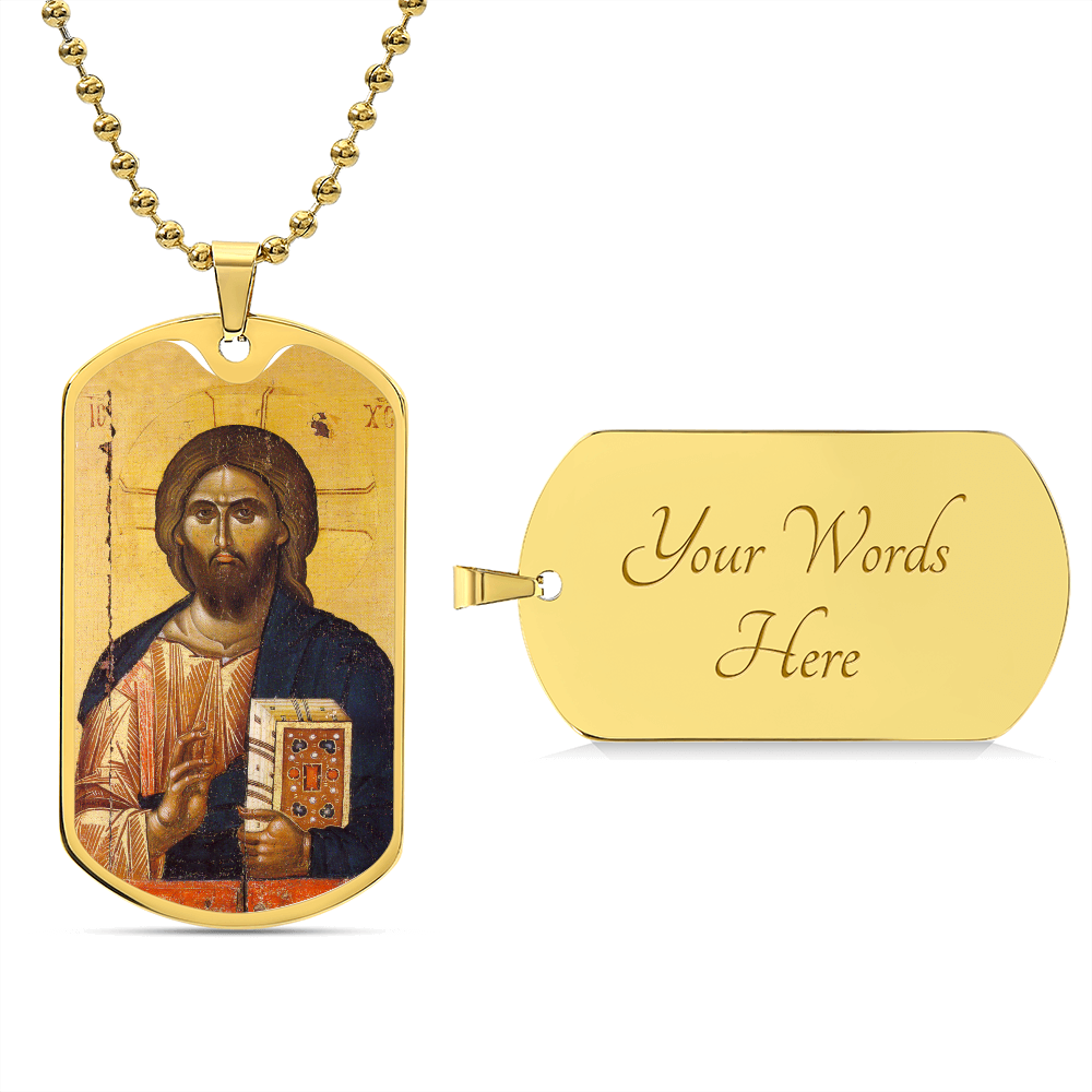 Jesus Christ Pantocrator Vatopedi dog tag necklace