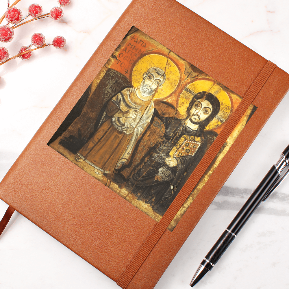 Christ and Abbot Menas Orthodox Icon Leather Journal