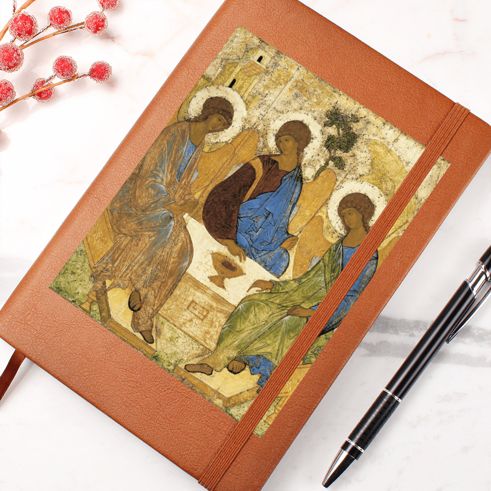 Holy Trinity Leather Journal Orthodox Icon by Andrey Rublev