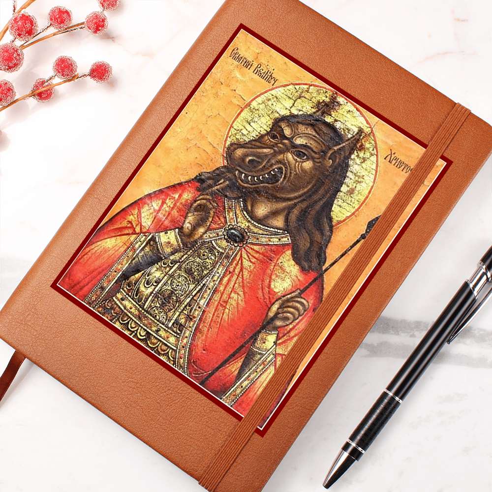 Dog Headed St Christopher Orthodox Icon Leather Journal