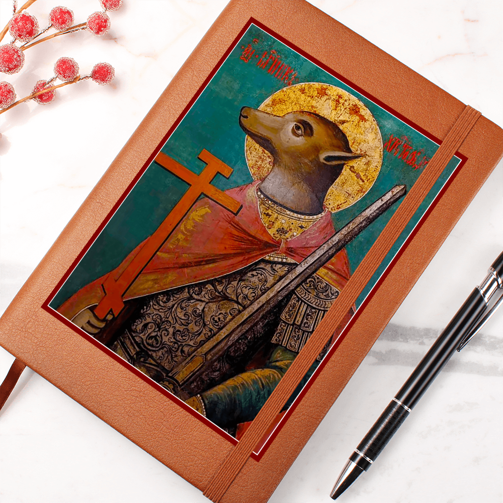 Dog Headed St Christopher Orthodox Icon Leather Journal