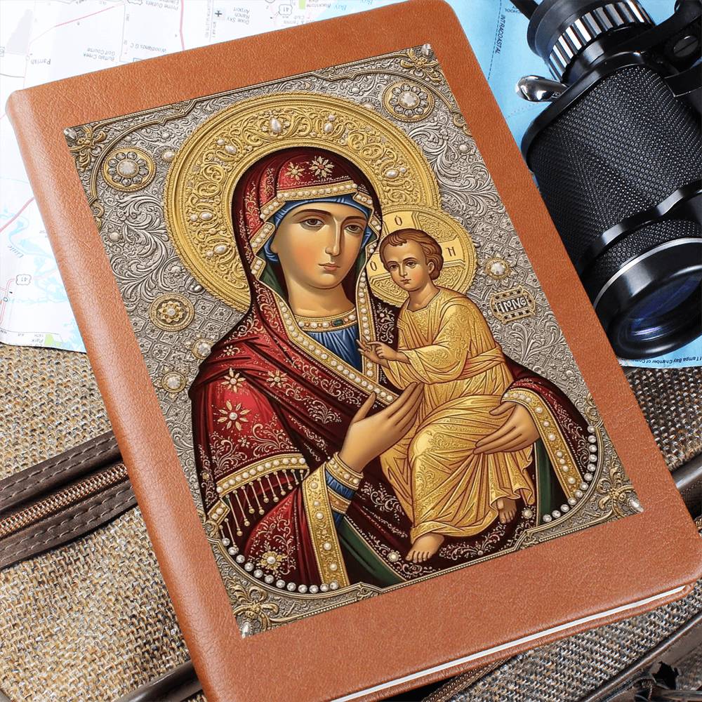 Theotokos Icon Leather Journal, Orthdox Icon Leather Notebook
