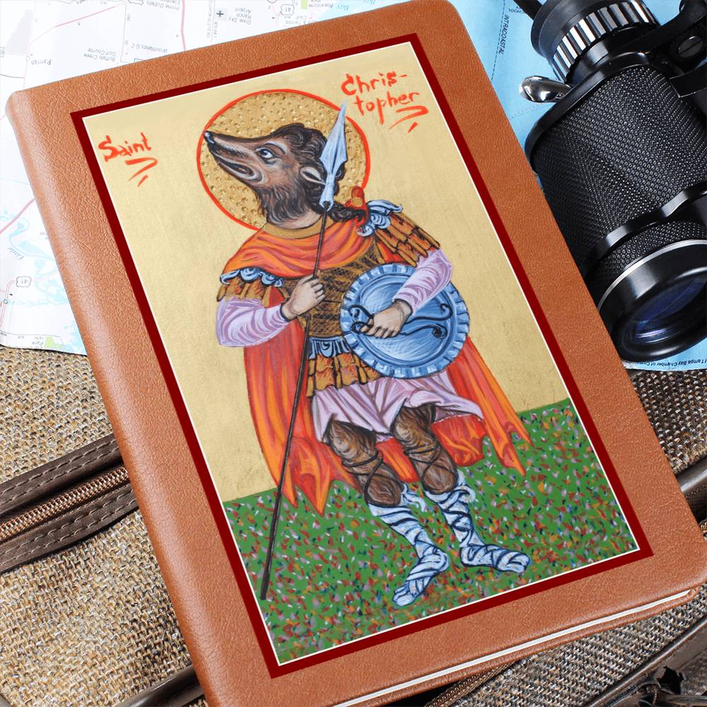 St Christopher Dog Head Orthodox Icon Leather Journal