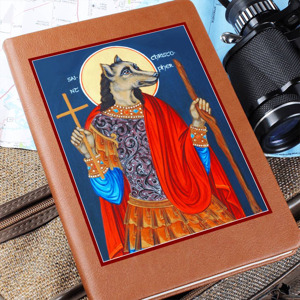 Dog Head St Christopher Orthodox Icon Leather Journal
