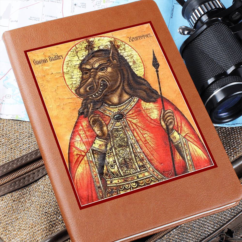 Dog Headed St Christopher Orthodox Icon Leather Journal